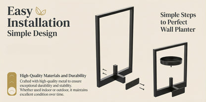 Metal Wall Frame Set with Shelf, Window-Style Holder for Small Pots & Home Decor