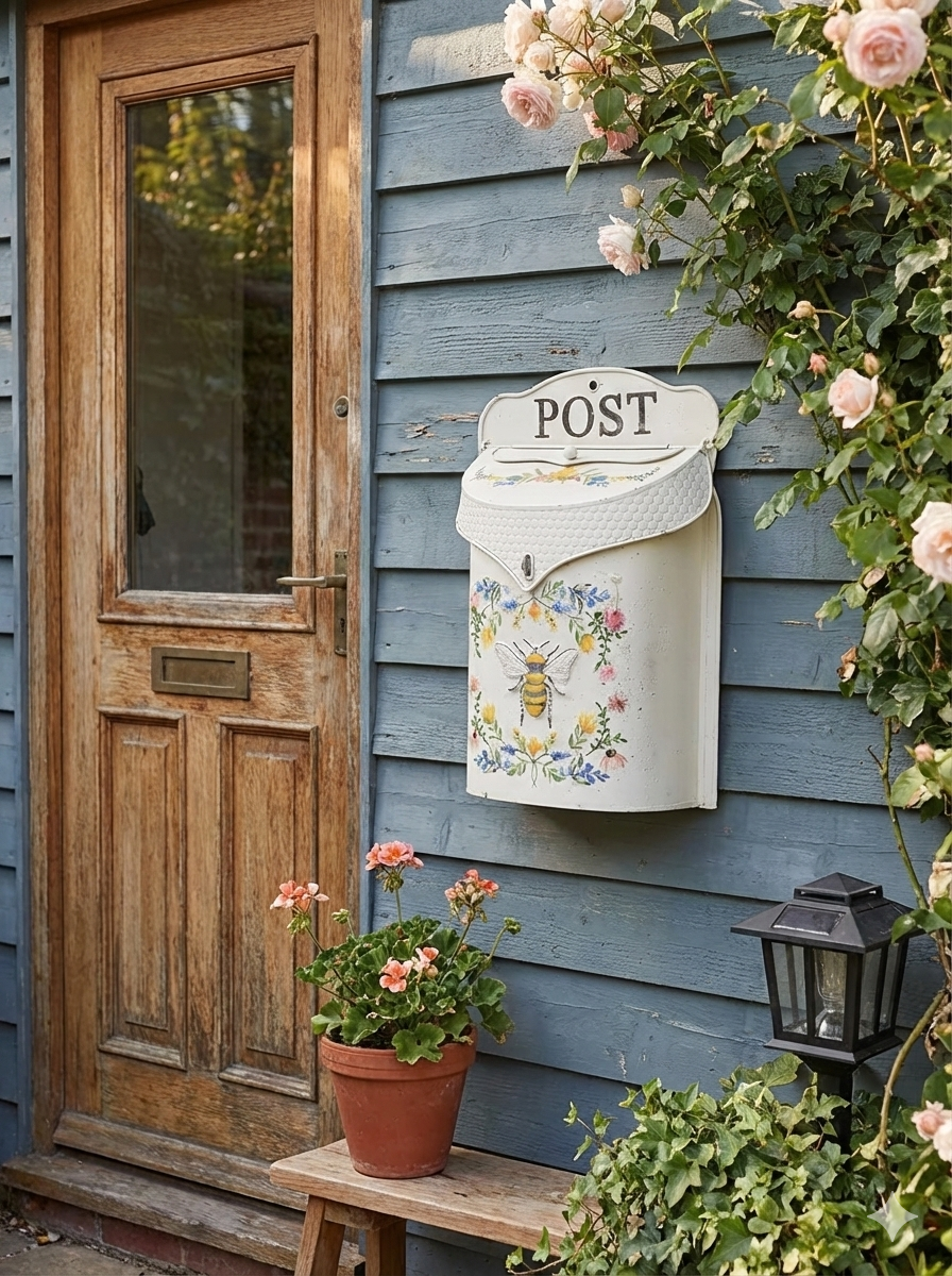 Vintage Farmhouse Wall-Mounted Post Box Mailbox Metal Letter Box Outdoor