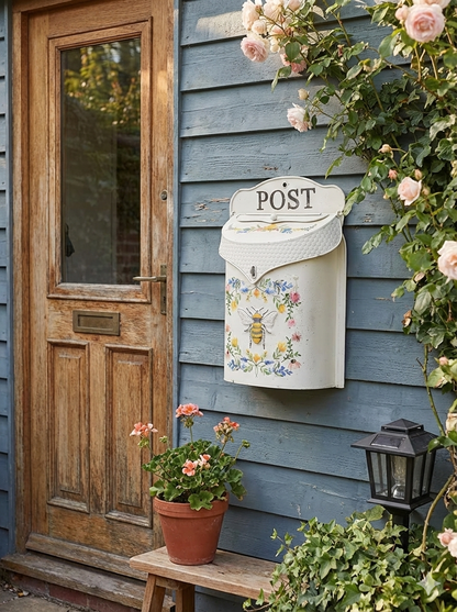 Vintage Farmhouse Wall-Mounted Post Box Mailbox Metal Letter Box Outdoor
