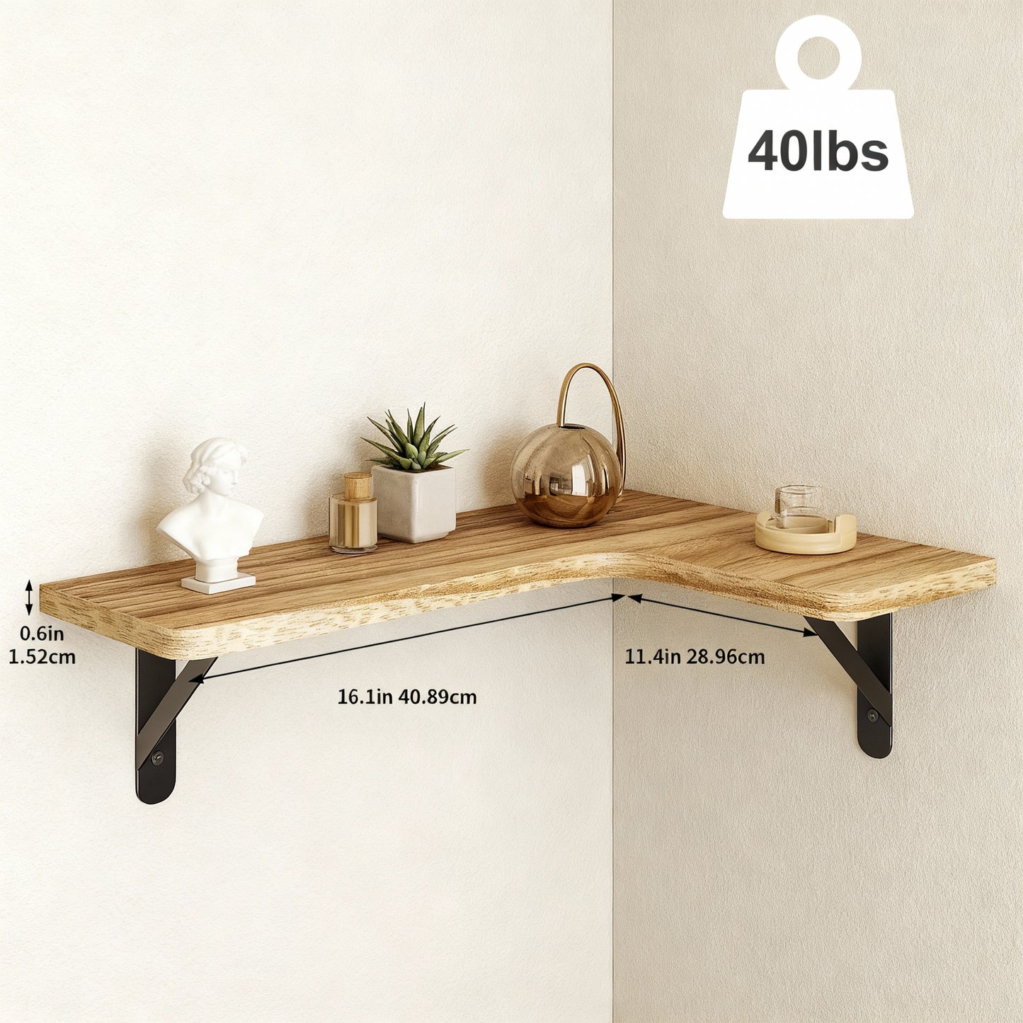 Rustic Corner Floating Shelves Set of 5 – Wall Mounted Wood Shelves