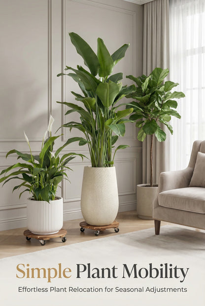 Rolling Wood Caddy with Lockable Wheels – 2 Pack Heavy Duty Pot Stand