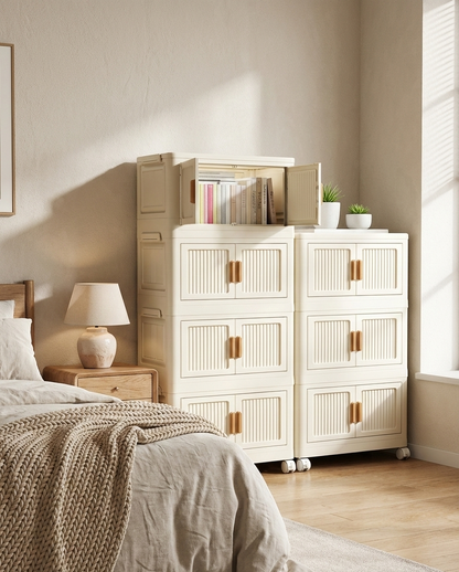 2-6 Layer Foldable Rolling Storage Bin Cabinet | Large Capacity Closet Organizer