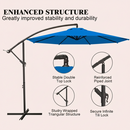 10 ft Cantilever Patio Umbrella with Crank – Multiple Colors