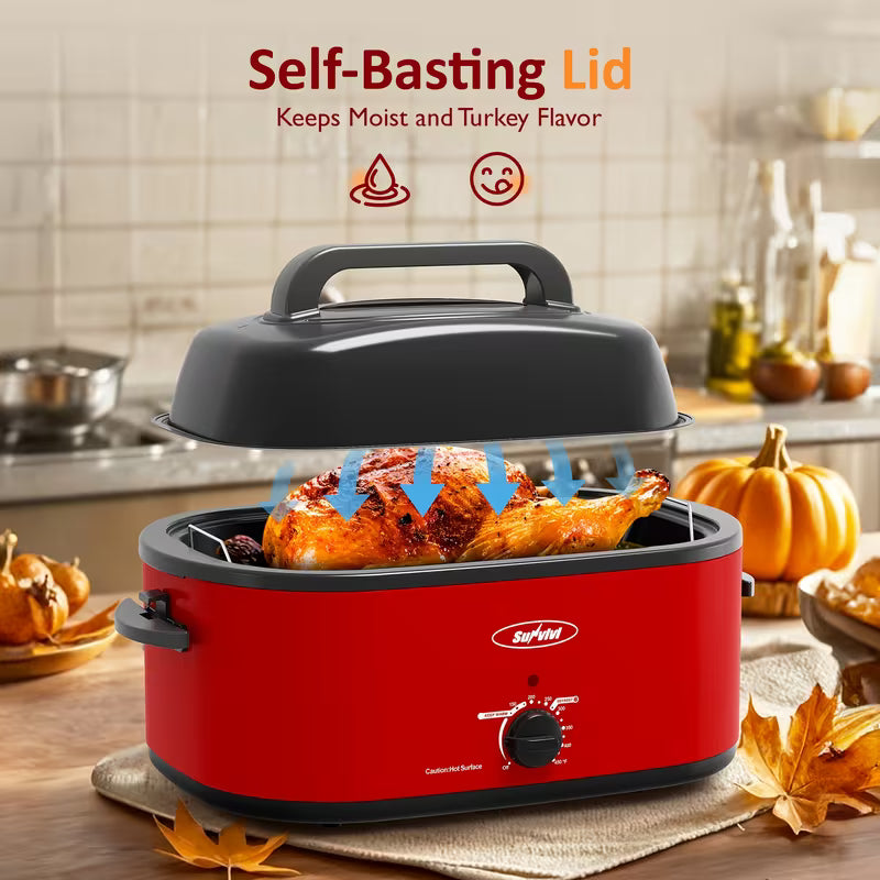 26-Quart Electric Roaster Oven with View Lid and Rack