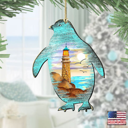 Penguins Wooden Ornaments