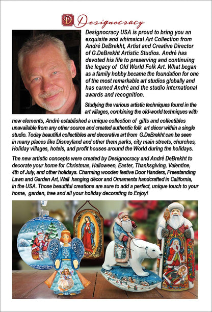 Traveling Santa Wooden Ornaments Set