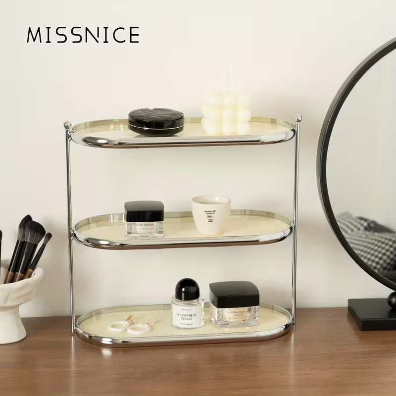 Tiered Acrylic and Metal Standing Shelf Rack for Bathroom and Vanity