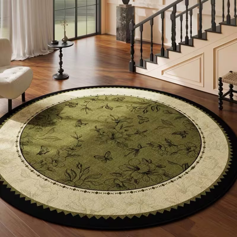 Medieval Style Round Velvet Plush Area Rug