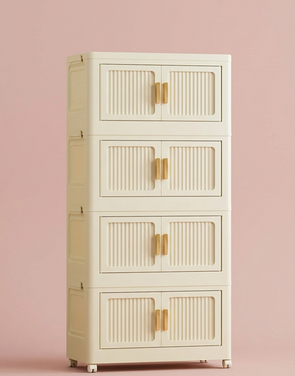 2-6 Layer Foldable Rolling Storage Bin Cabinet | Large Capacity Closet Organizer