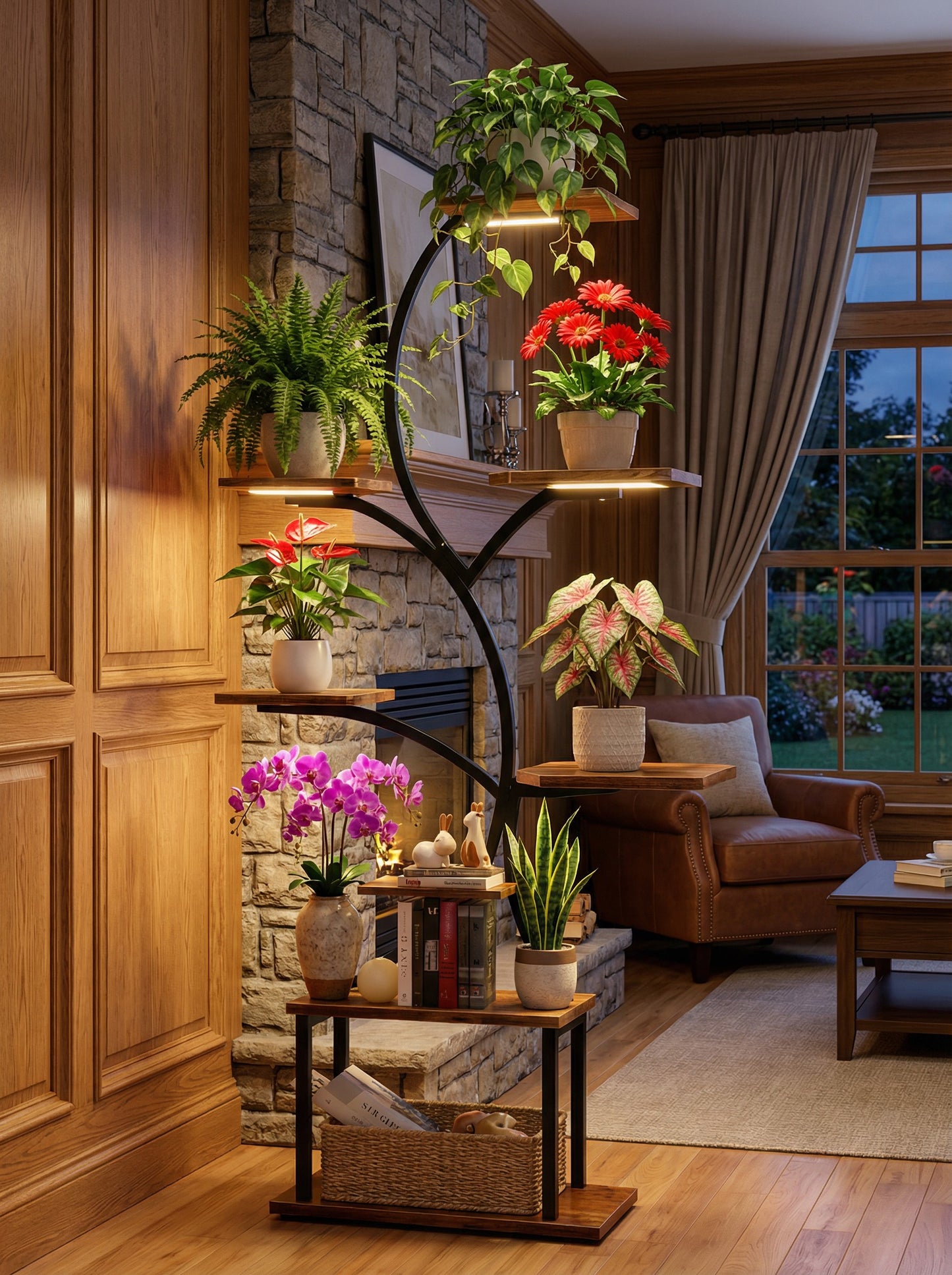 Metal 8-Tier Corner Plant Stand | Indoor Tree-Shape Plant Shelf