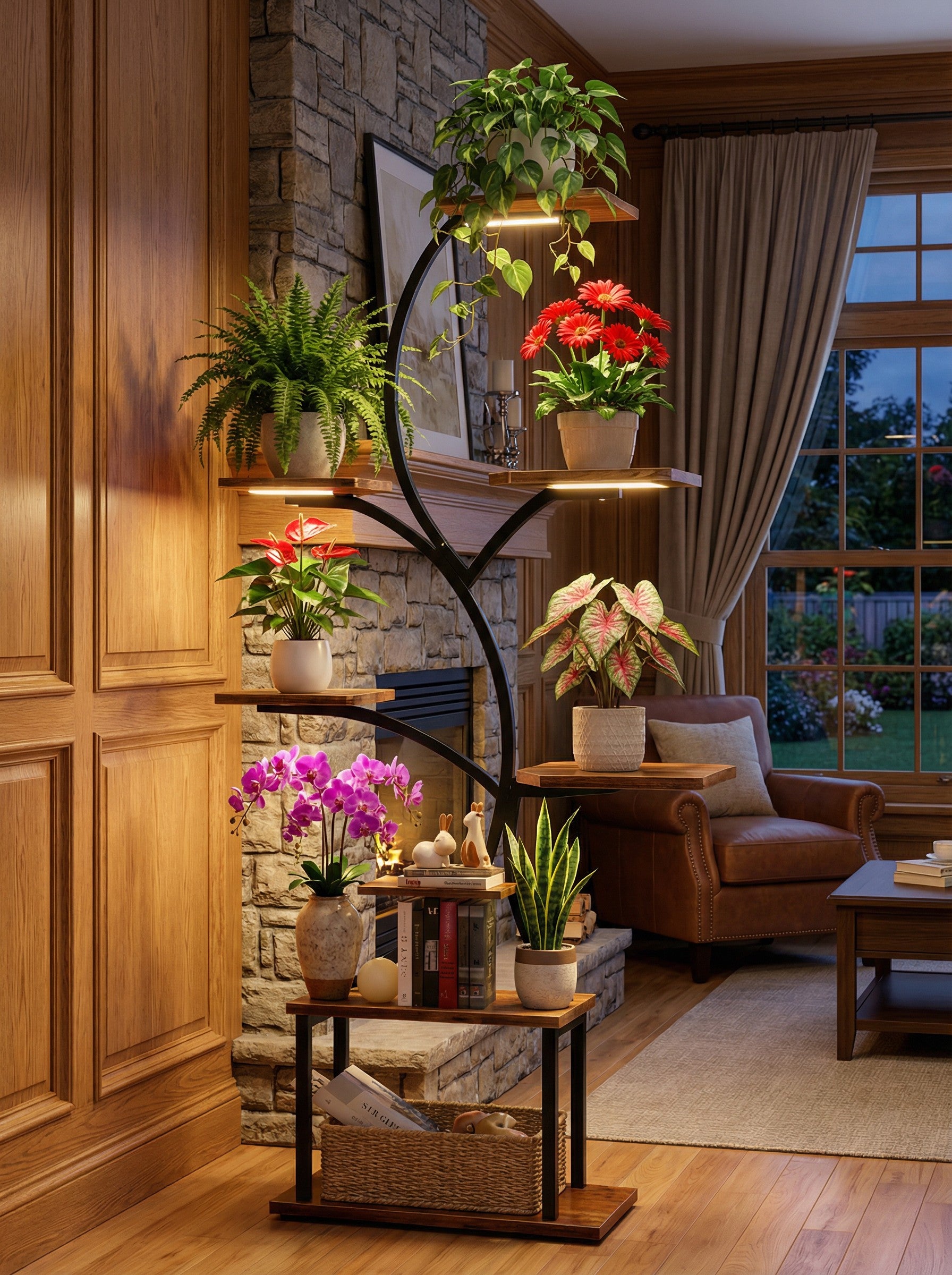 Metal 8-Tier Corner Plant Stand | Indoor Tree-Shape Plant Shelf