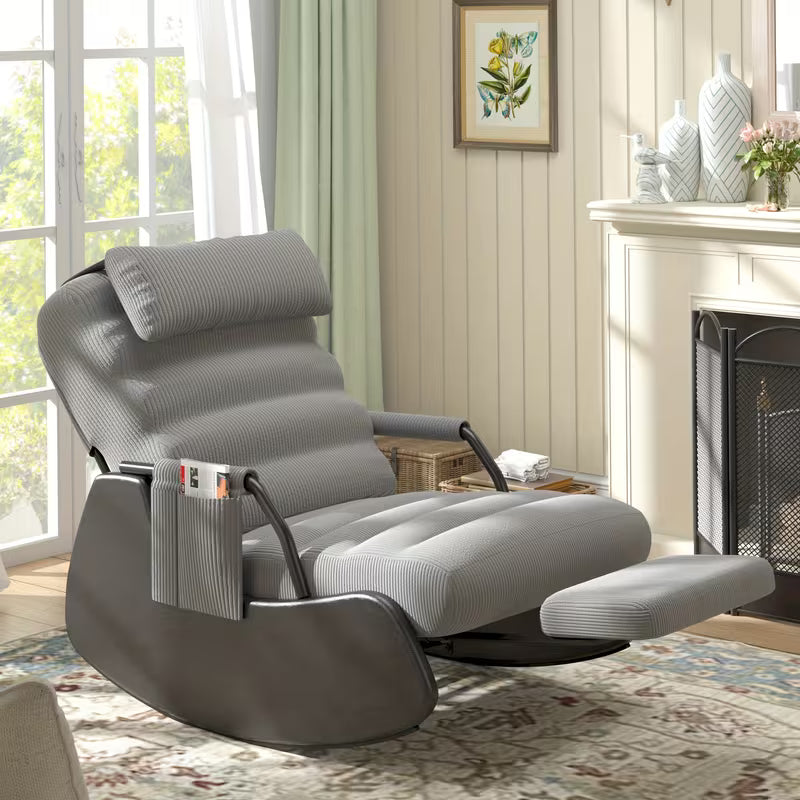 Corduroy Nursery Glider Rocking Chair with Cushioned Seat