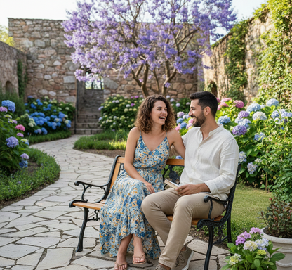Cast Iron & Wood Outdoor Garden Bench with Ornate Backrest