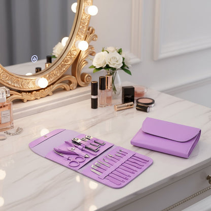 16-Piece Premium Stainless Steel Manicure & Pedicure Travel Kit