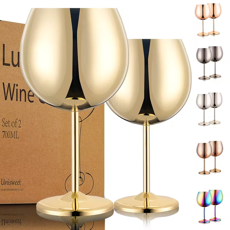 2-Piece Stainless Steel Spherical Wine Glass Set