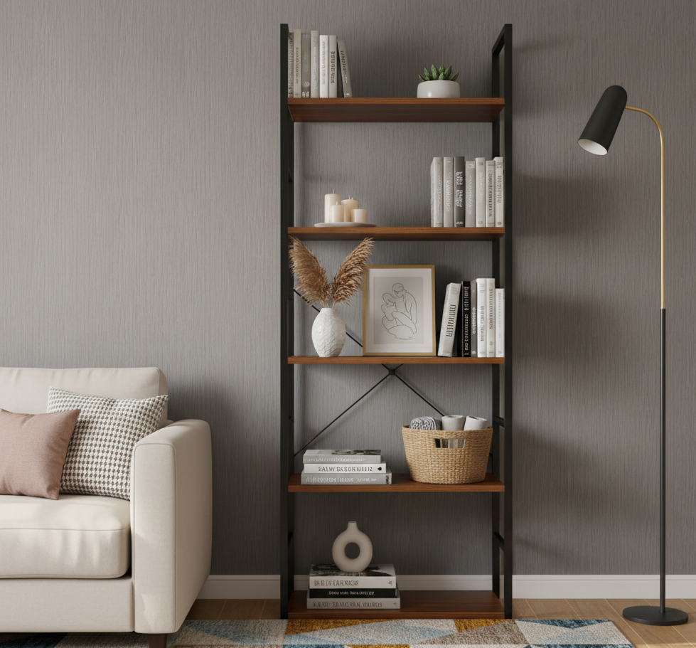 Industrial Bookshelf – /4/5/6/Triple-Tier Metal Storage Shelf