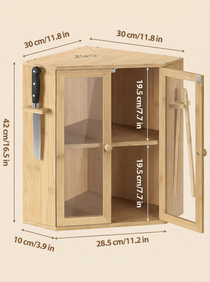 Bamboo Bread Box with Clear Doors – 2-Tier Kitchen Countertop Organizer