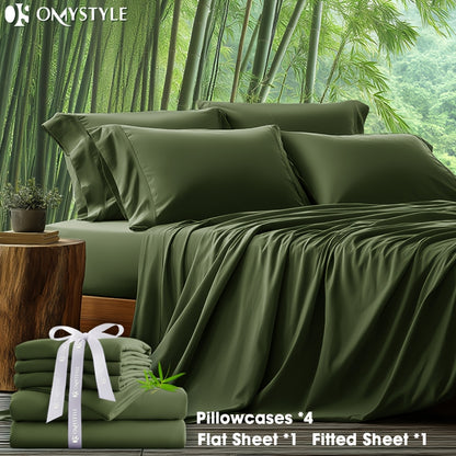 6-Piece Luxury Bamboo Lyocell Blend Sheet Set - Ultra Soft, Breathable, Deep Pocket