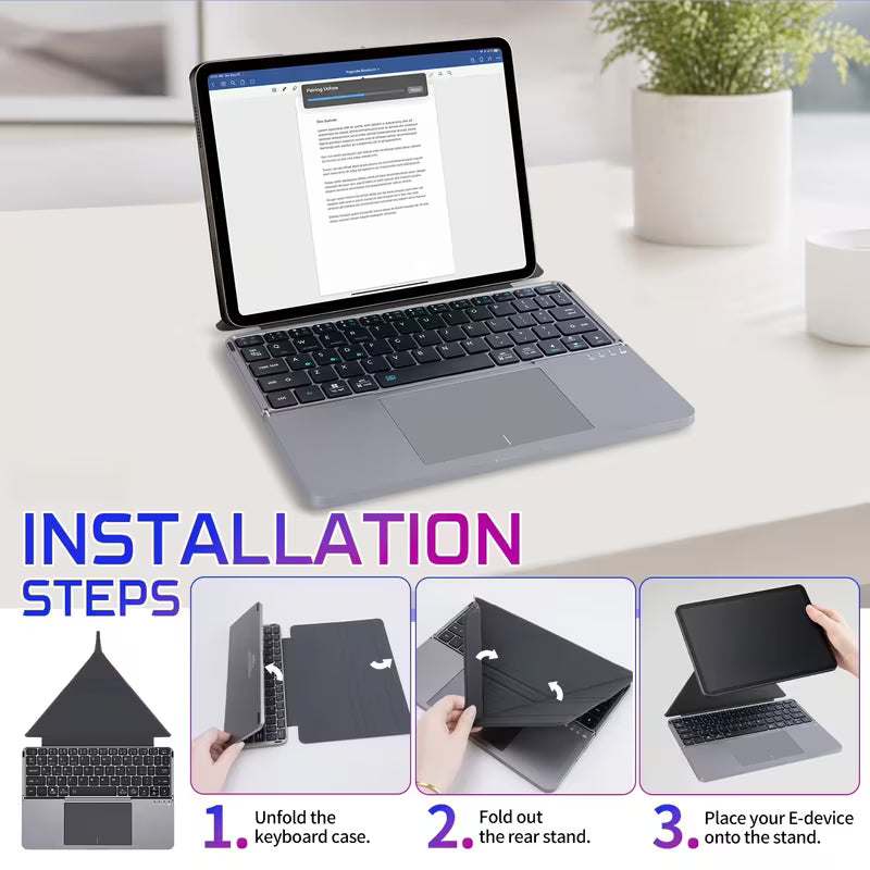 Ultra-Thin Foldable Wireless Keyboard with Touchpad and Stand