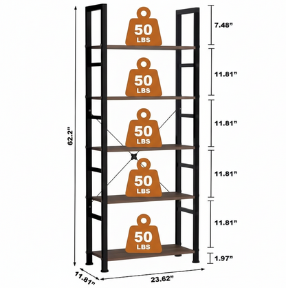 Industrial Bookshelf – /4/5/6/Triple-Tier Metal Storage Shelf
