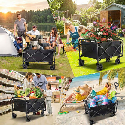 680LBS Heavy Duty Folding Wagon Cart All Terrain Garden Beach Utility Cart