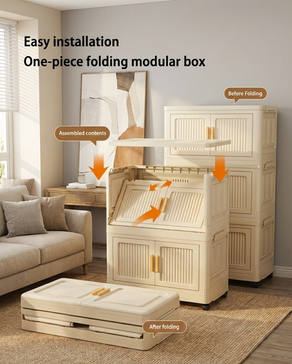 2-6 Layer Foldable Rolling Storage Bin Cabinet | Large Capacity Closet Organizer