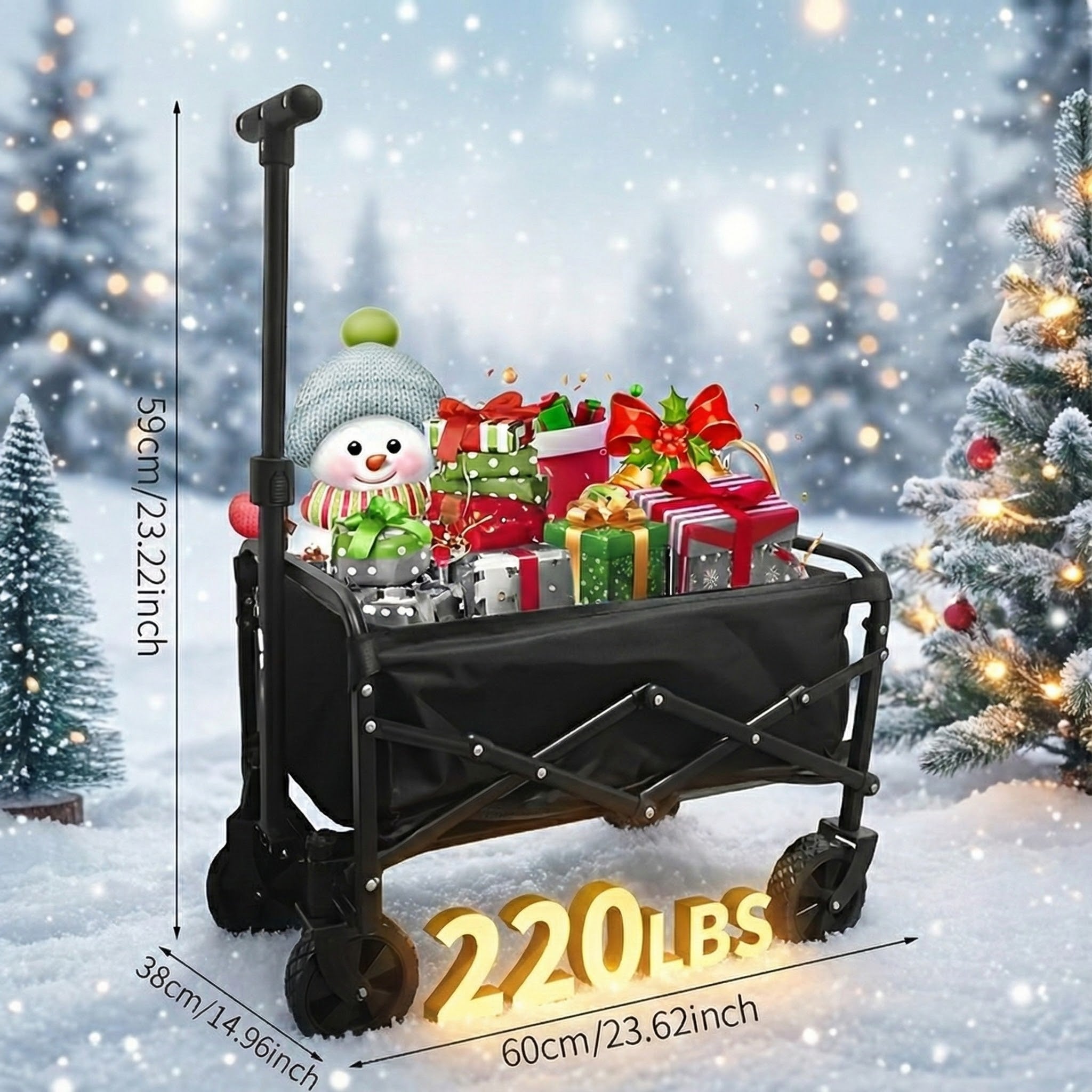 680LBS Heavy Duty Folding Wagon Cart All Terrain Garden Beach Utility Cart