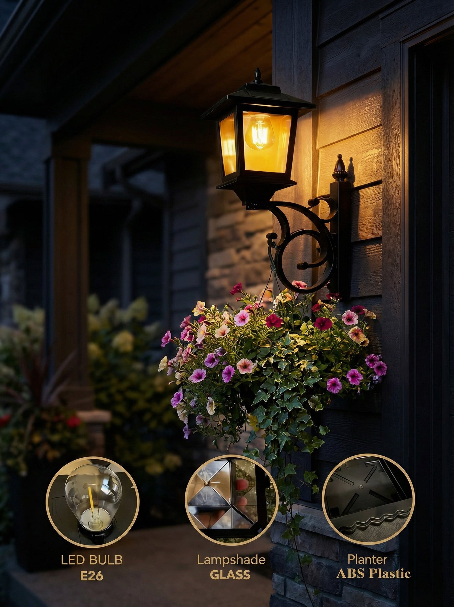 Solar Lamp Post with Flower Pot – Outdoor Garden & Patio Light – Multi Pack