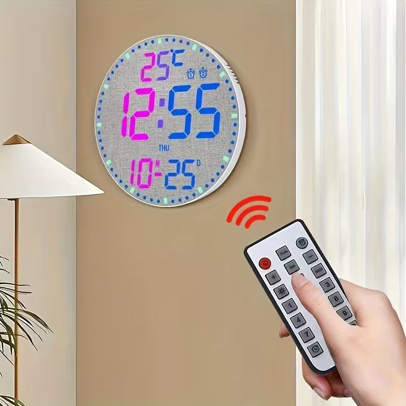 Round LED Mirror Wall Clock with USB Timer for Home and Office