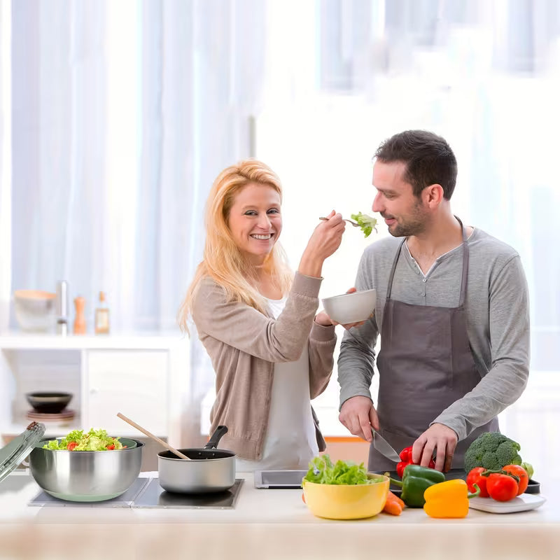 Stainless Steel Salad Spinner, Lettuce Spinner with Drain, Non-Slip Base, Stop Button, Vegetable Dryer, BPA Free, 5.3 Qt