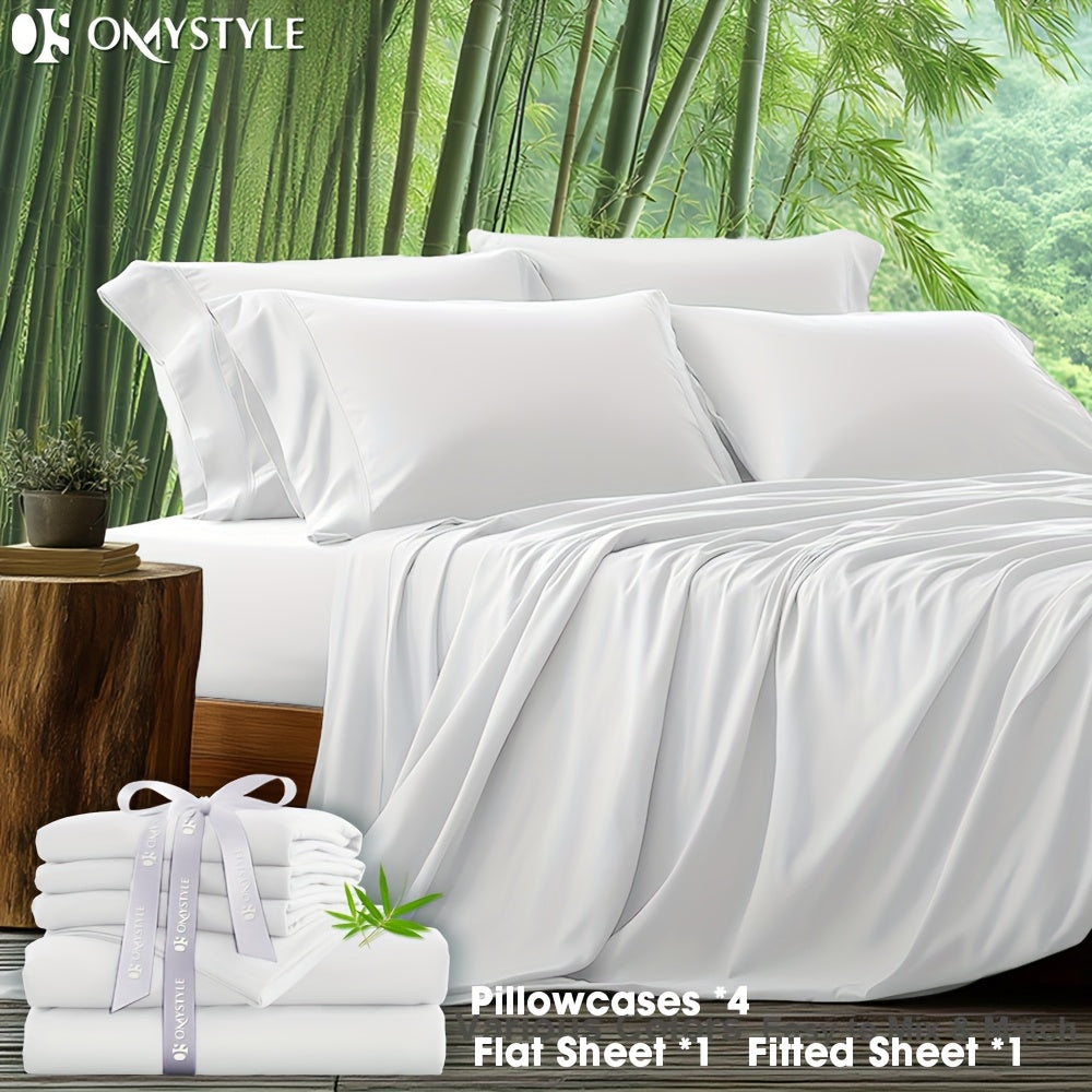 6-Piece Luxury Bamboo Lyocell Blend Sheet Set - Ultra Soft, Breathable, Deep Pocket