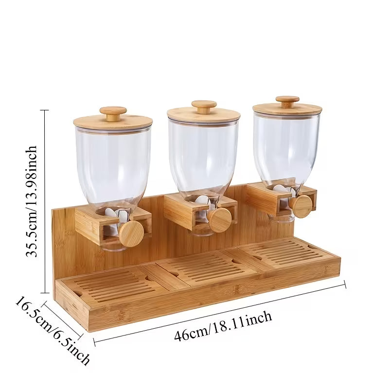 1.58-Gallon Bamboo Cereal Dispenser with Dispensing Spout