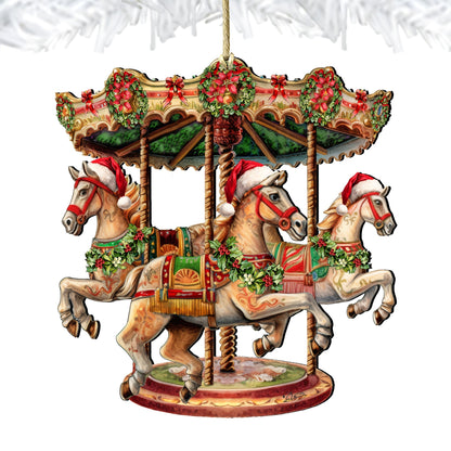 Christmas Carousel Wooden Ornaments