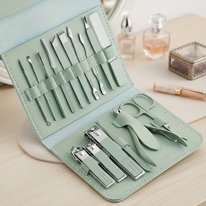 16-Piece Premium Stainless Steel Manicure & Pedicure Travel Kit