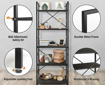 Industrial Bookshelf – /4/5/6/Triple-Tier Metal Storage Shelf