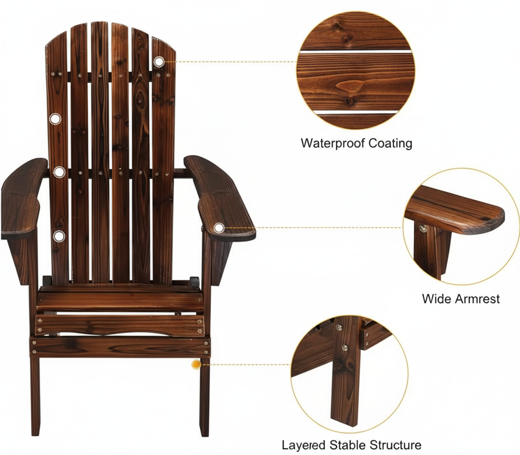Folding Adirondack Chair – Outdoor Patio Yard Deck Beach Lawn