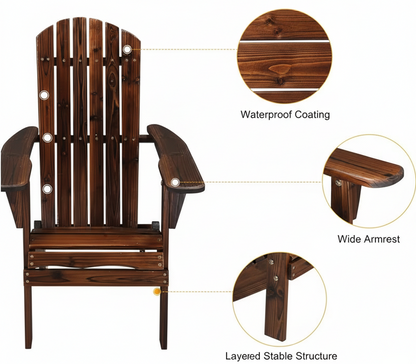 Folding Adirondack Chair – Outdoor Patio Yard Deck Beach Lawn
