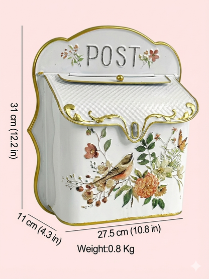 Vintage Farmhouse Wall-Mounted Post Box Mailbox Metal Letter Box Outdoor
