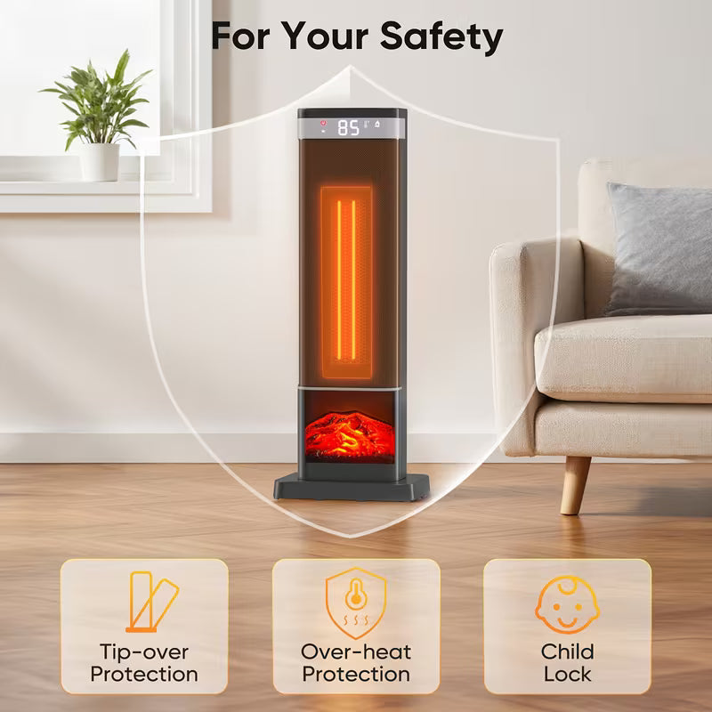 1500W Portable Electric Space Heater with Remote and Thermostat