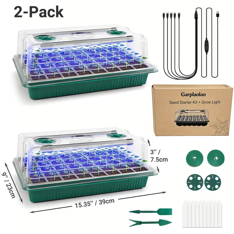 5-Pack Seed Germination Kit with LED Grow Light