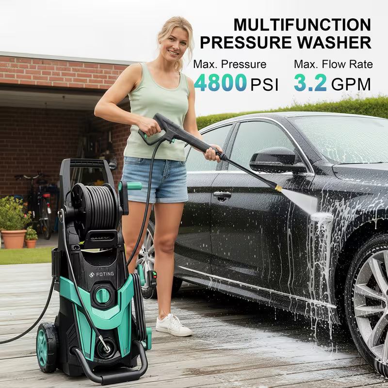Electric Pressure Washer 4500 PSI 3.2 GPM w/ Foam Cannon Hose Reel