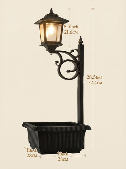 Solar Lamp Post with Flower Pot – Outdoor Garden & Patio Light – Multi Pack