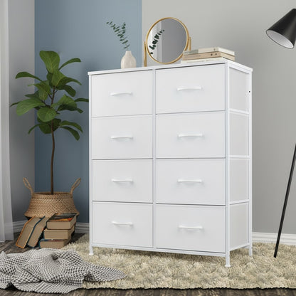 8-Drawer Metal Frame Dresser Wall-Mountable High-Feet Quick-Assembly Bedroom Storage
