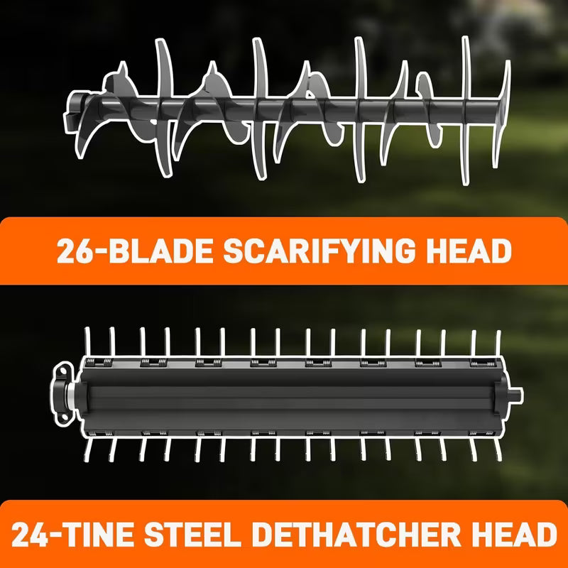 15-Inch 13 Amp Electric 2-in-1 Lawn Dethatcher and Scarifier