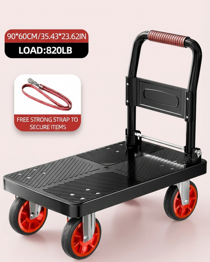 Heavy Duty Folding Platform Cart-350/660/820 lb-Flatbed Hand Truck with Strap