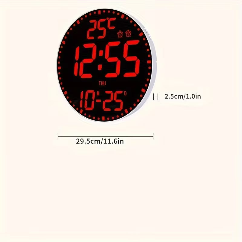 Round LED Mirror Wall Clock with USB Timer for Home and Office