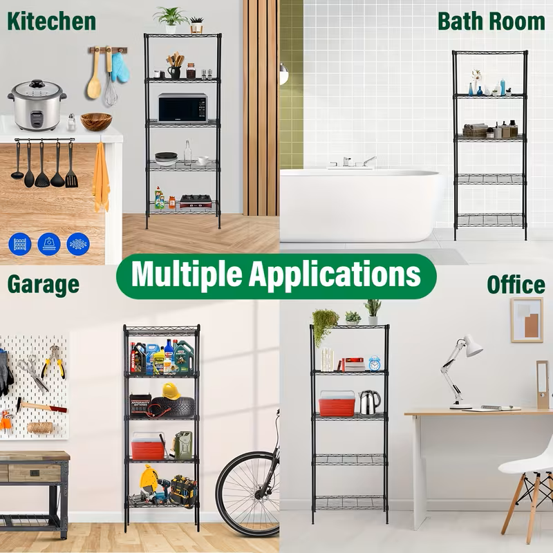 3/4/5/6/7/8 Tier Storage Shelves-Adjustable Wire Shelving Rack-Multi Sizes