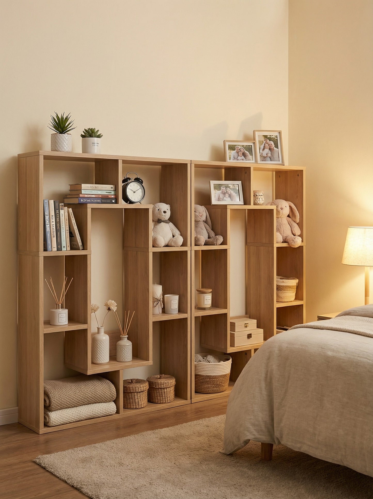 7-Tier Cube Bookshelf, Tall Narrow Bookcase for Small Spaces