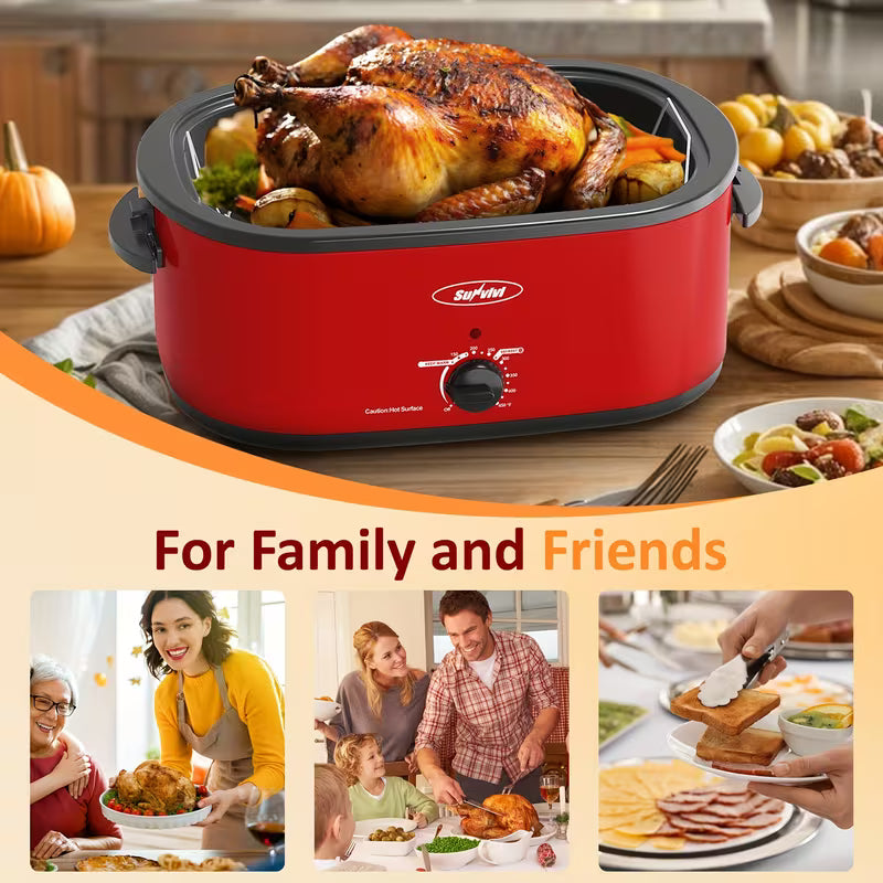 26-Quart Electric Roaster Oven with View Lid and Rack