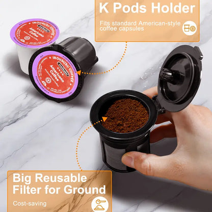 Compact Single-Cup Coffee Maker 6-12oz Rapid Brew Auto Shut-Off